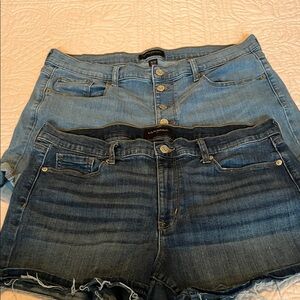 12/31 Banana Republic Dark and Light Blue Denim Shorts